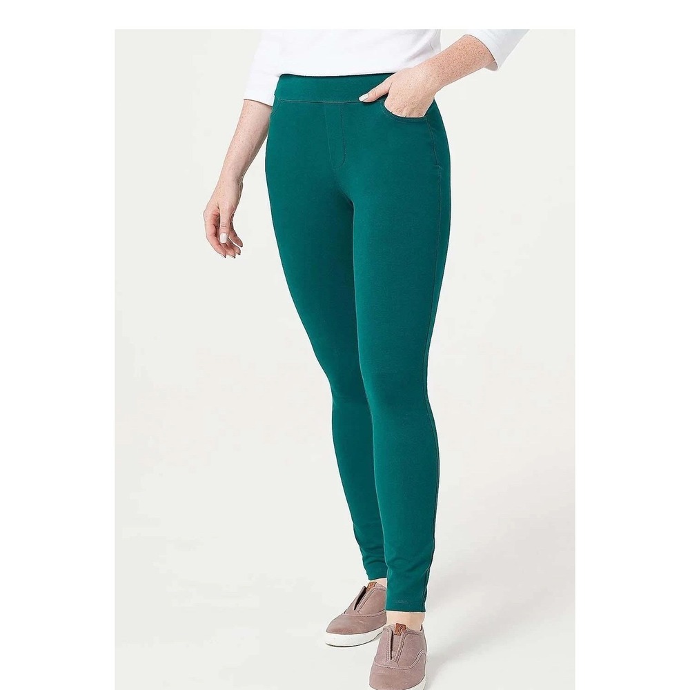 Susan Graver Rich Mallard Weekend Premium Stretch Ankle Leggings Sz L NEW